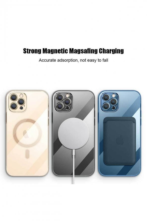 Iphone 13 Pro Max Uyumlu Kılıf Kamera Korumalı Parlak Renkli Magsafe Manyetik Şeffaf Silikon - 4