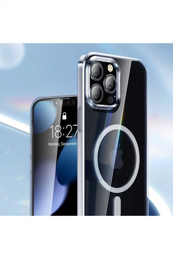 Ms Iphone 13 Pro Uyumlu Magsafe Destekli Kablosuz Şarj Luxury Şeffaf Silikon Kılıf Hızlı Şarj - Resim 3