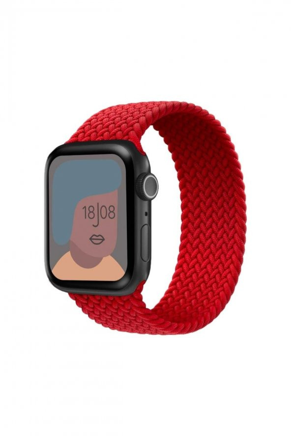 Watch Uyumlu    Örgü Kordon-kırmızı-38mm