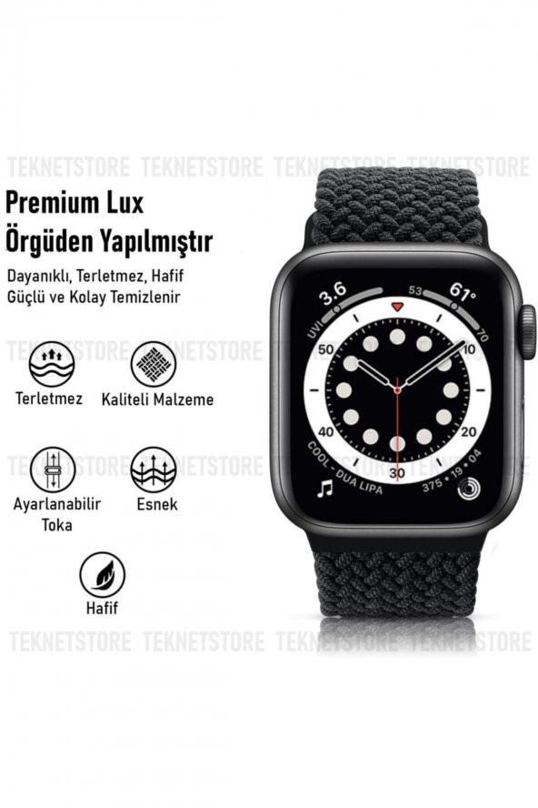 Watch 42 / 44 / 45 Mm Uyumlu Tek Parça Örgü Solo Loop Kayış Renkli Esnek Suya Dayanıklı Hasır - 3