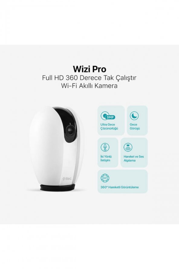 Wizi Pro Full Hd 360 Derece Tak Çalıştır Wi-fi Akıllı Kamera - 2