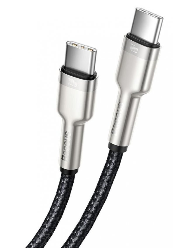 Baseus 1MT 100W Type C To Type C Ultra Hızlı Şarj ve Data Kablosu,Metal Dayanıklı Kopmaz Type C Kablo