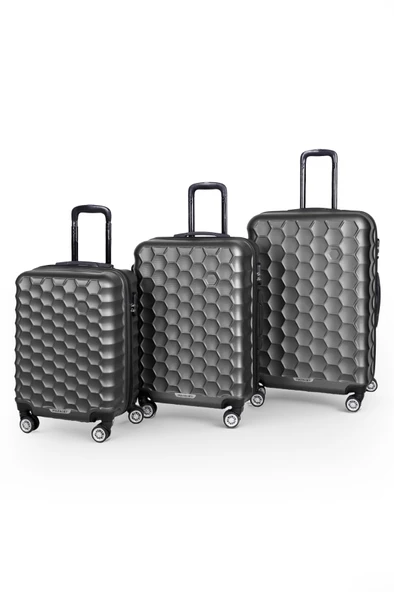 Polo&Sky Petek Model Füme Renk 3'lü Valiz Seti