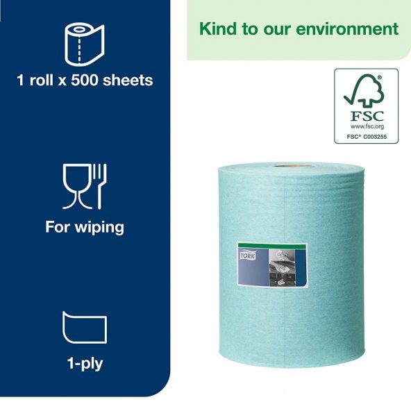 Tork Düşük Hav Nonwoven Temizlik Bezi Rulo Turkuaz 180 Metre (190494) - 3
