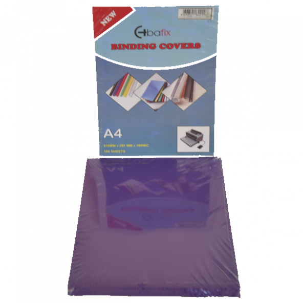 Bafix Cilt Kapağı Plastik Opak A4 160 MIC Mor 1 Paket (100 Adet)