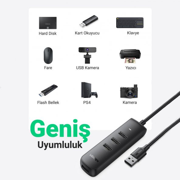 Ugreen 4 Portlu USB 3.0 Çoklayıcı HUB Adaptör 25 CM - 4