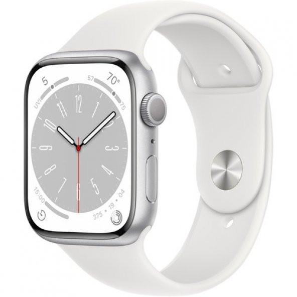 Apple Watch Series 8 Gps 45MM Silver Aluminium Case With White Sport Band - Regular MP6N3TU/A