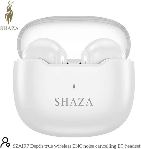 Shaza Air7 Gürültü Azaltma ENC 4 Mikrofonlu Bluetooth 5.3 TWS Kulaklık Beyaz - 4