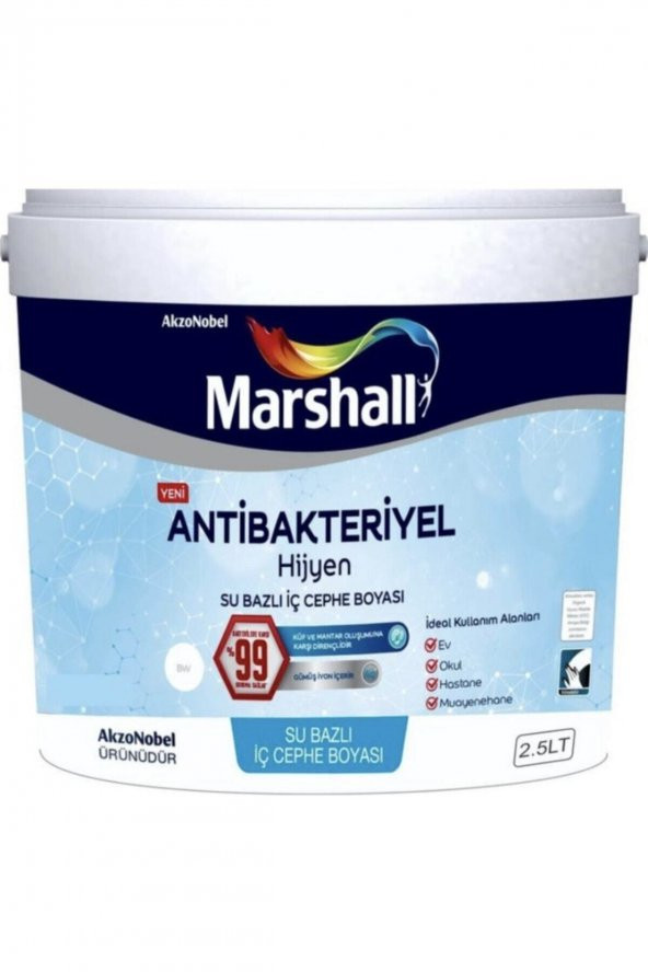 Marshall Hijyen Antibakteriyel Boya 2.5 Lt Beyaz