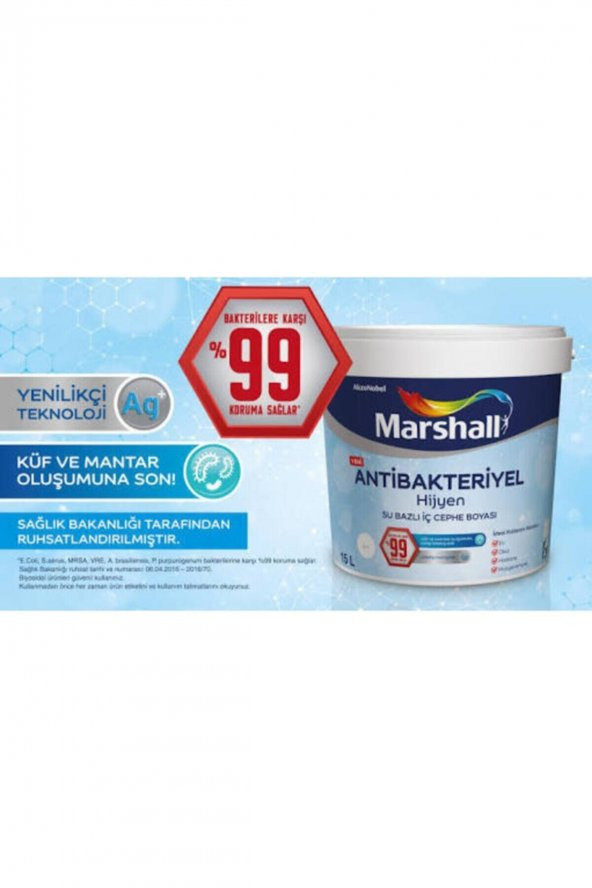 Marshall Hijyen Antibakteriyel Boya 2.5 Lt Beyaz - 3