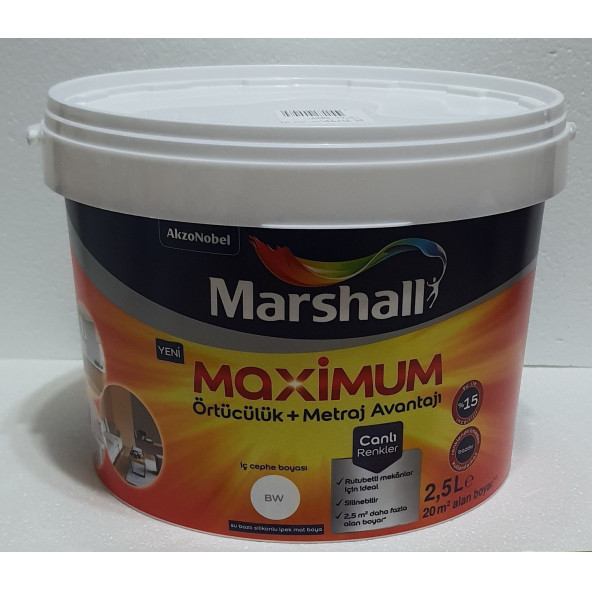 Marshall Maximum Silikonlu İpek Mat İç Cephe Boyası Gülbeşeker 2,5 lt