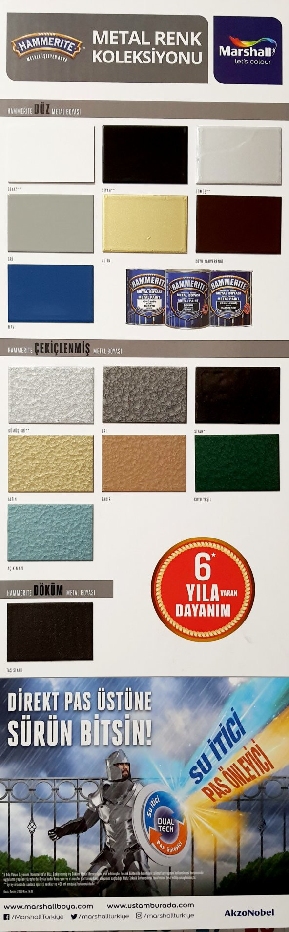 Marshall Beyaz  Hammerite Direkt Pas Üstü Pürüzsüz Metal Boyası 2.5 Lt - 2