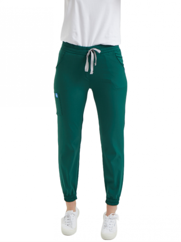JOGGER- Kadın Likralı Yeşil Üniforma Pantolon