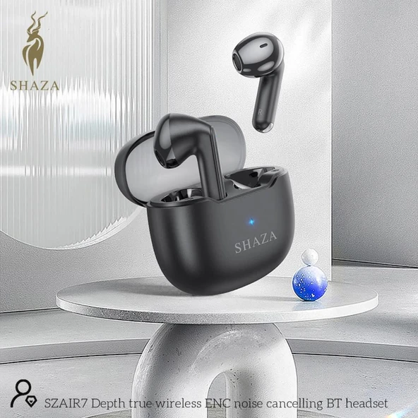 Shaza Air7 Gürültü Azaltma ENC 4 Mikrofonlu Bluetooth 5.3 TWS Kulaklık Siyah - 3