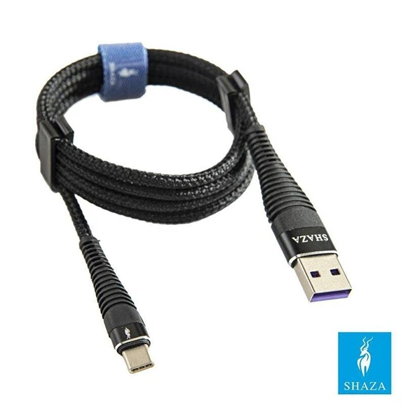 Shaza USB TYPE-C PD 5A 100 W Örgülü Hızlı Şarj ve Data Kablosu 1 Metre