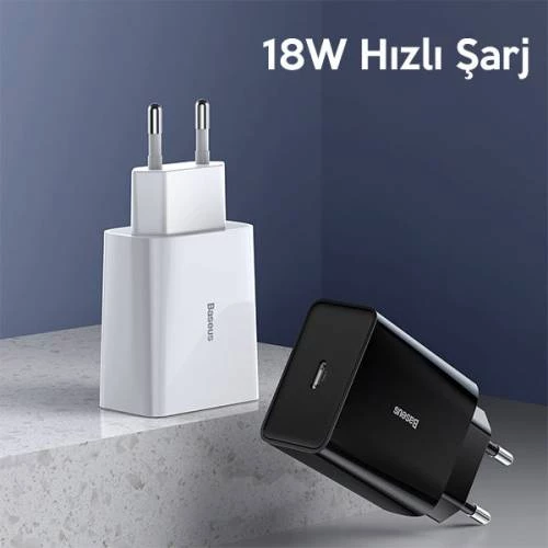 Baseus Akıllı Şarj 18W PD Type-C Hızlı Şarj Adaptörü, Apple Macbook Pro,Android ve İOS Uyumlu - 3