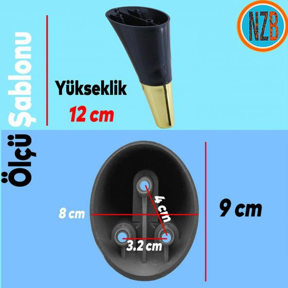 Mobilya Kanepe Çekyat Sehpa TV Ünitesi Baza Koltuk Ayağı Siyah Gold Renk 12 cm Ayak - 2