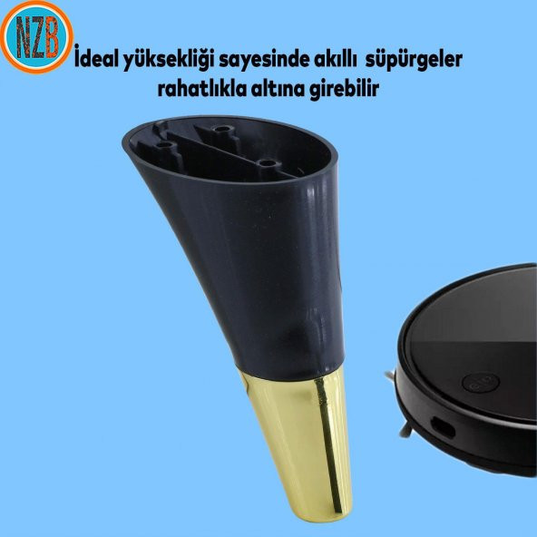 Mobilya Kanepe Çekyat Sehpa TV Ünitesi Baza Koltuk Ayağı Siyah Gold Renk 12 cm Ayak - 4