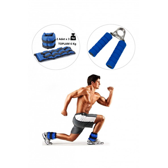 Spor Byfit 3 Kg x 2 Adet Mavi El veya Ayak Bileği Ağırlığı + El Yayı HEDİYELİ