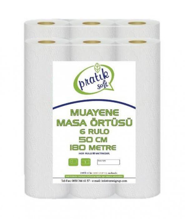 Pratiksoft Muayene Masa Sedye Örtüsü 50 cm 6 Rulo 180 mt