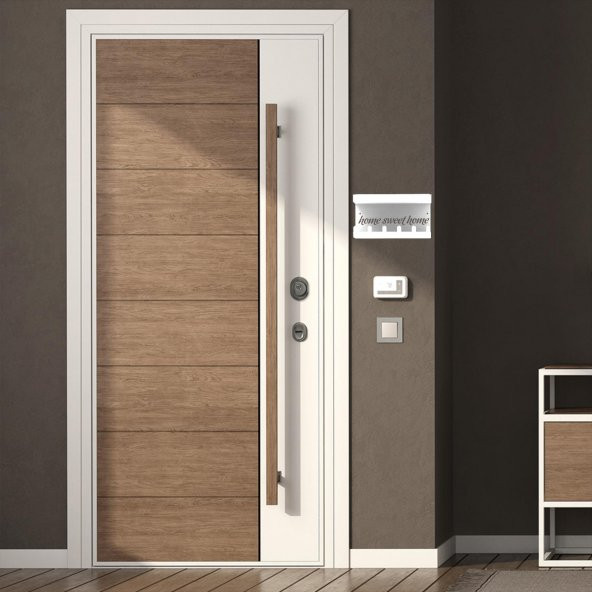 Raflı Anahtarlık, Anahtar Askıkı , Antre ve Hol Kapı Giriş Organizer Notluk Çekiceklik (Home Sweet Home) Model BEYAZ - 4