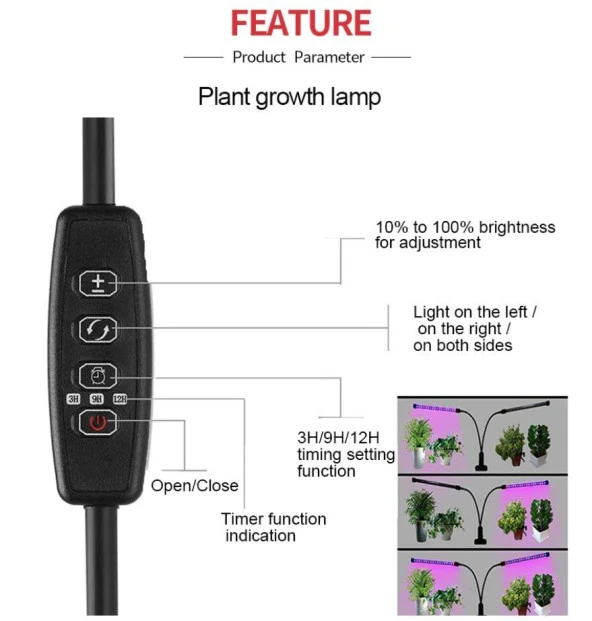 Tam Spektrum LED Işık Bitki Büyütme 5V USB 40W Zaman ve Renk Ayarı - 3