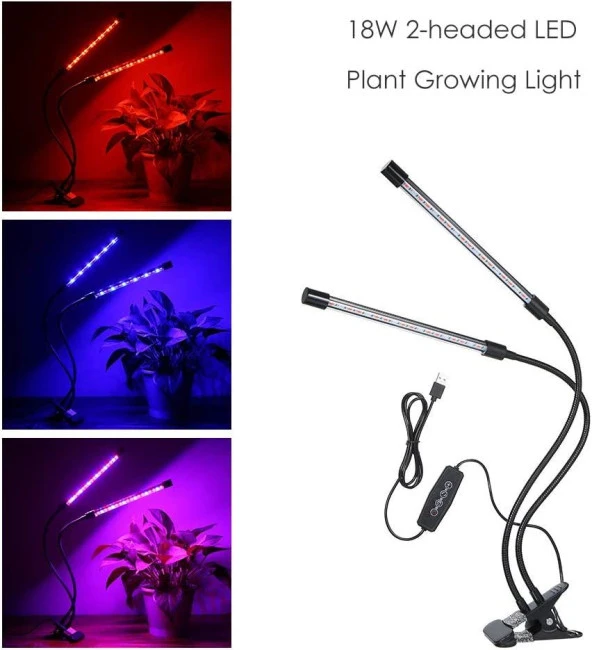Tam Spektrum LED Işık Bitki Büyütme 5V USB 40W Zaman ve Renk Ayarı - 10