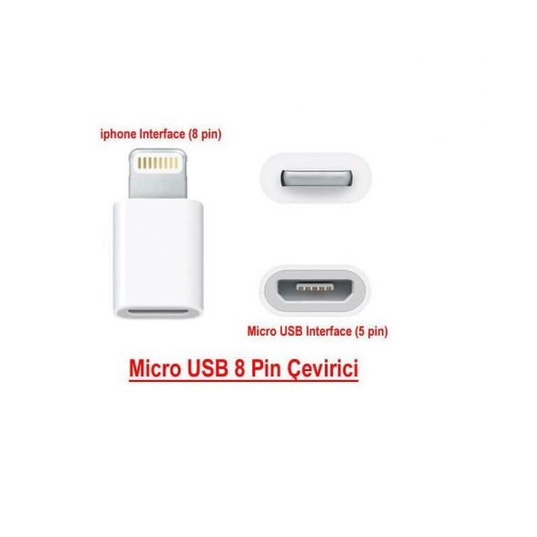 Micro Usb Apple iPhone Lightning Çevirici Dönüştürücü Adaptör - 4