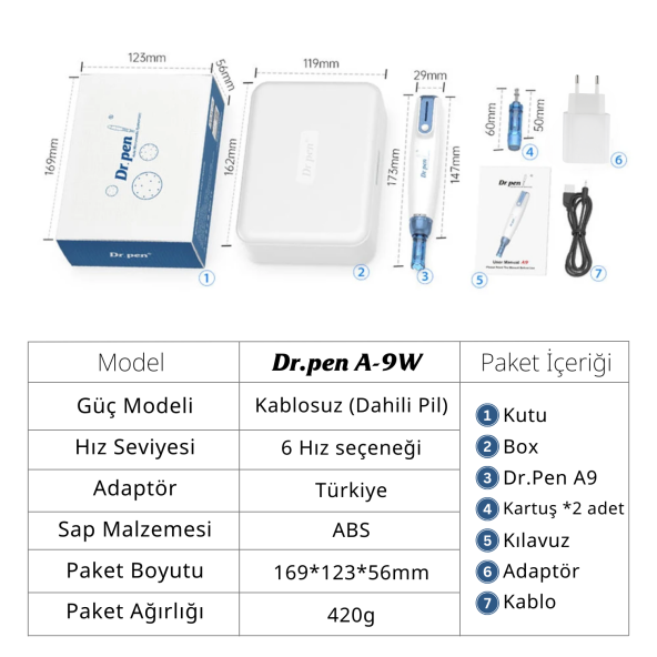 Dr pen  A9 Şarjı Dermapen Cihazı,Cilt Bakım Cihazı - 4
