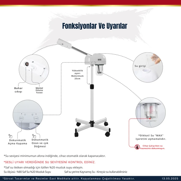 East Ozonlu  Yüz Buhar Makinesi - Resim 3
