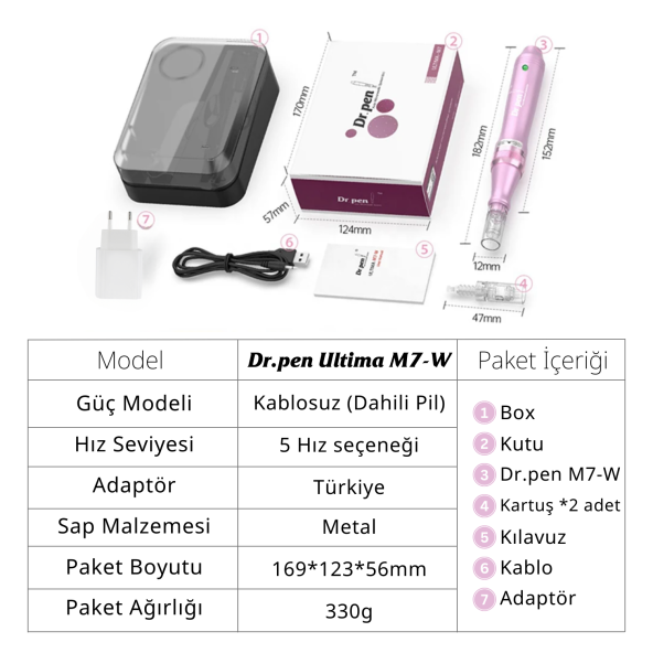 Dr pen M7-W Dermapen Cihazı Ve Kalıcı Makyaj Cihazı Kablosuz Dermaroller Bbglow - 5