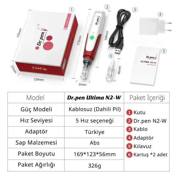 Dr pen Ultima N2-W Dermapen Ve Kalıcı Makyaj Cihazı Şarjlı Kablosuz Dermaroller Bbglow Cihazı - Resim 5