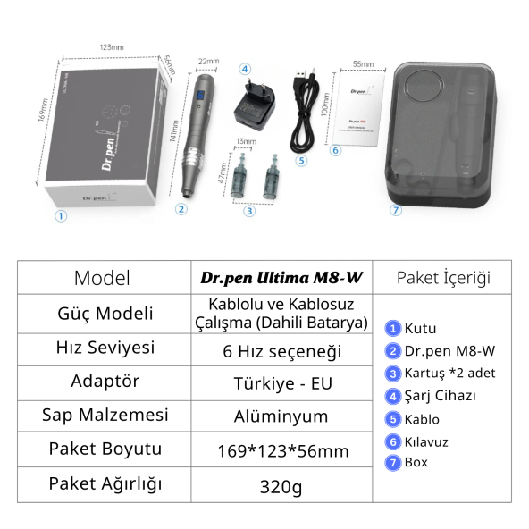 Dr Pen M8w Orjinal Dermapen Cihazı Kablolusuz Şarjlı Garantili - 6