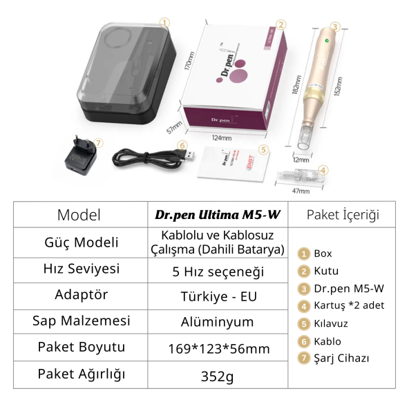 Dr pen M5-w Orjinal Kablosuz Dermapen ve Kalıcı Makyaj Cihazı Dermaroller Cihazı - 4
