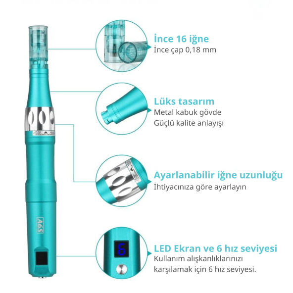 Dr pen Ultima A6s Dermapen Şarjlı Yedek Bataryalı Orijinal Dermaroller Cihazı - 3