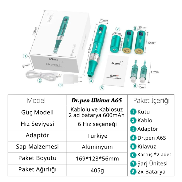 Dr pen Ultima A6s Dermapen Şarjlı Yedek Bataryalı Orijinal Dermaroller Cihazı - 4