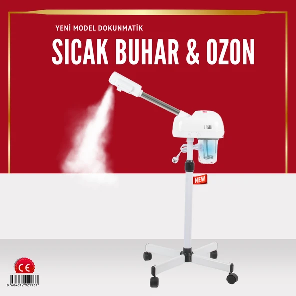 Nano Absolute Lal Ayaklı Ve Ozonlu Yüz Buhar Makinesi Sıcak Vapozon Cilt Bakım Dokunmatik Ekran