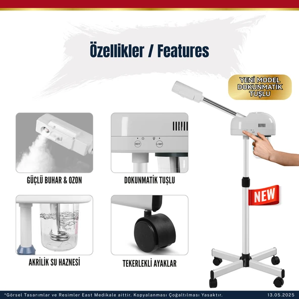 Ayaklı Ve Ozonlu Yüz Buhar Makinesi Sıcak Vapozon G-213 - 2
