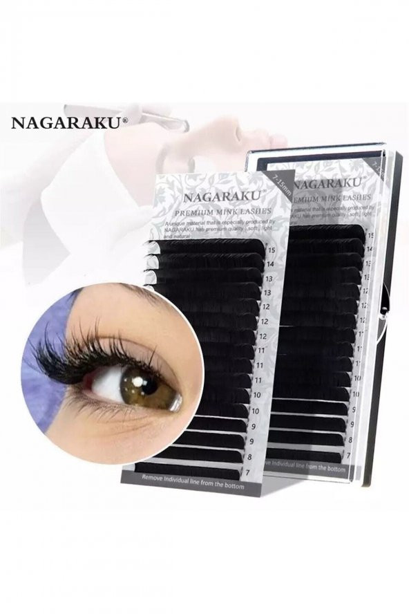 Nagaraku 0.15 Kalınlık C Kıvrım Mix Ipek Kirpik 7-15 Mm Boy Aralığı