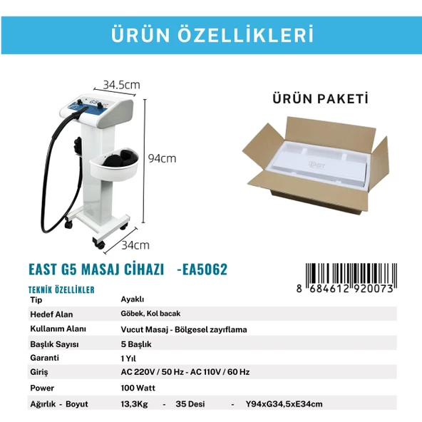 G5 Masaj Cihazı Vibrasyonlu Profesyonel 5 Başlıklı - 2