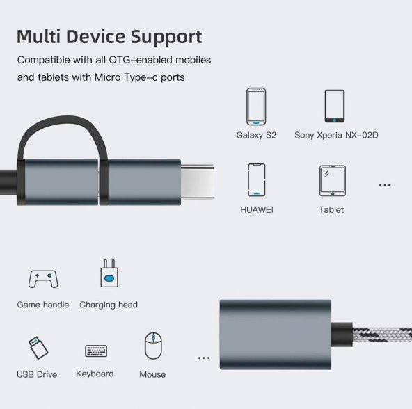 Usb 3.0 Otg To Type C Micro Usb Data Şarj Çevirici Dönüştürücü Adaptör - 4