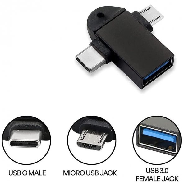 Micro Usb Type-c 3 In 1 Dönüştürücü Çevirici Adaptör Otg - 3