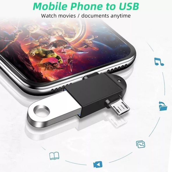 Micro Usb Type-c 3 In 1 Dönüştürücü Çevirici Adaptör Otg - 8