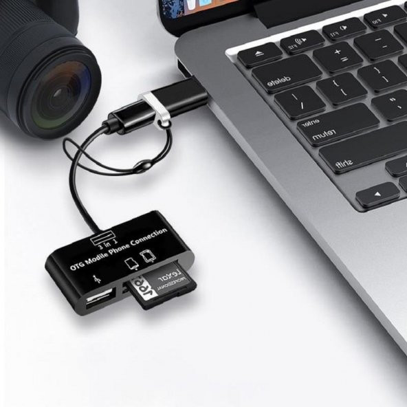 Type-C Micro Usb 3in1 Sd Micrsd Kart Okuyucu Otg Çevirici Kablosu - 2