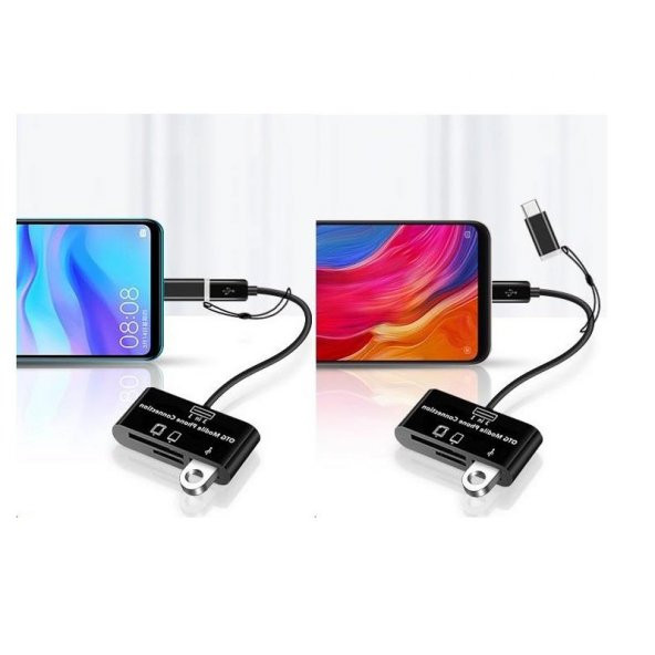Type-C Micro Usb 3in1 Sd Micrsd Kart Okuyucu Otg Çevirici Kablosu - 3