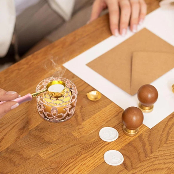 Mühür Mumu Retro Eritme  Fırını İçi Boş Gül Altın Çiçekli Dantel - 6