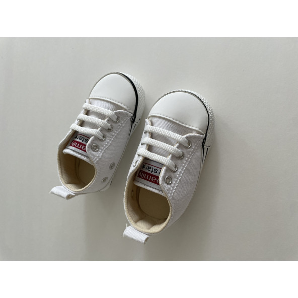 0-6 Ay Kız / Erkek Bebek İlk Adım Spor Ayakkabısı Beyaz Converse Modeli - 2