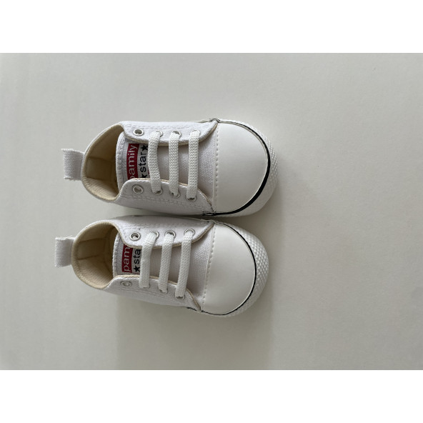 0-6 Ay Kız / Erkek Bebek İlk Adım Spor Ayakkabısı Beyaz Converse Modeli - 6
