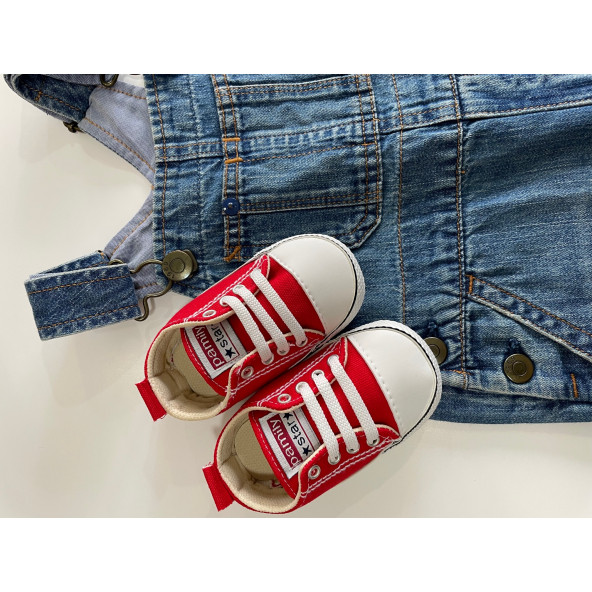 0-6 Ay Kız / Erkek Bebek İlk Adım Spor Ayakkabısı Kırmızı Converse Modeli