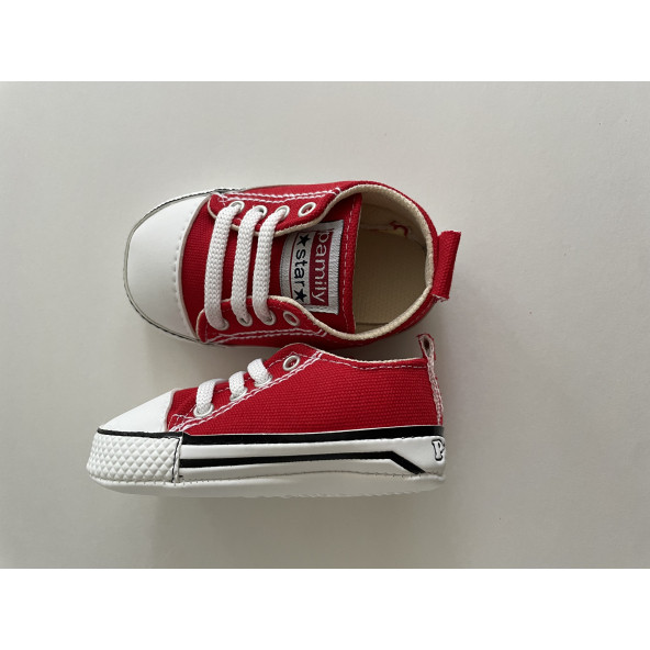 6-12 Ay Kız / Erkek Bebek İlk Adım Spor Ayakkabısı Kırmızı Converse Modeli - 4